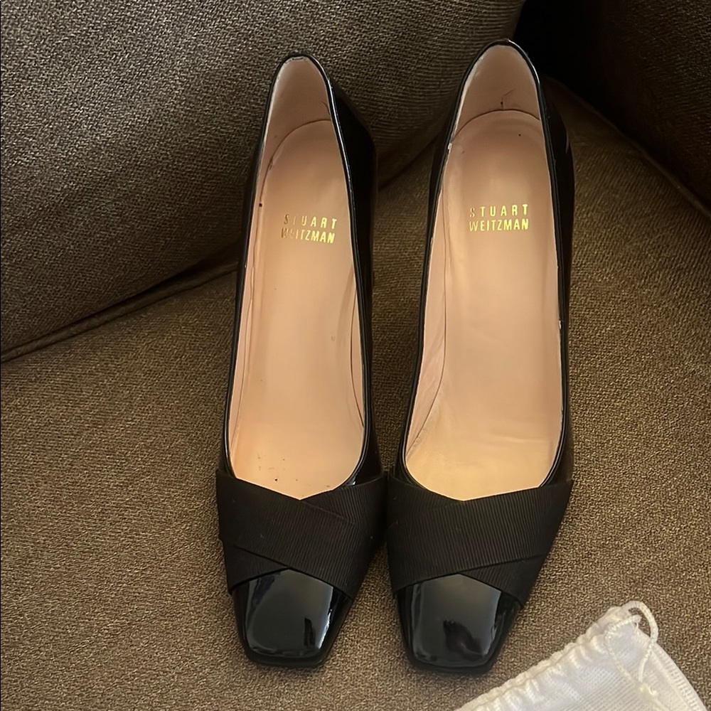 Stuart Weitzman Black Square-Toe Heels